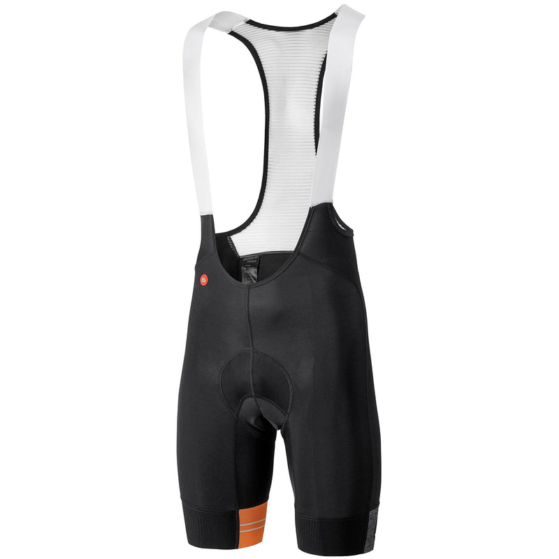 Team bib shorts (Dot Pro pad) - Black-Orange Fluo